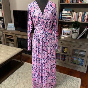 NWT Lilly Pulitzer XL Nichola Maxi Dress in Indigo Love You Bunches